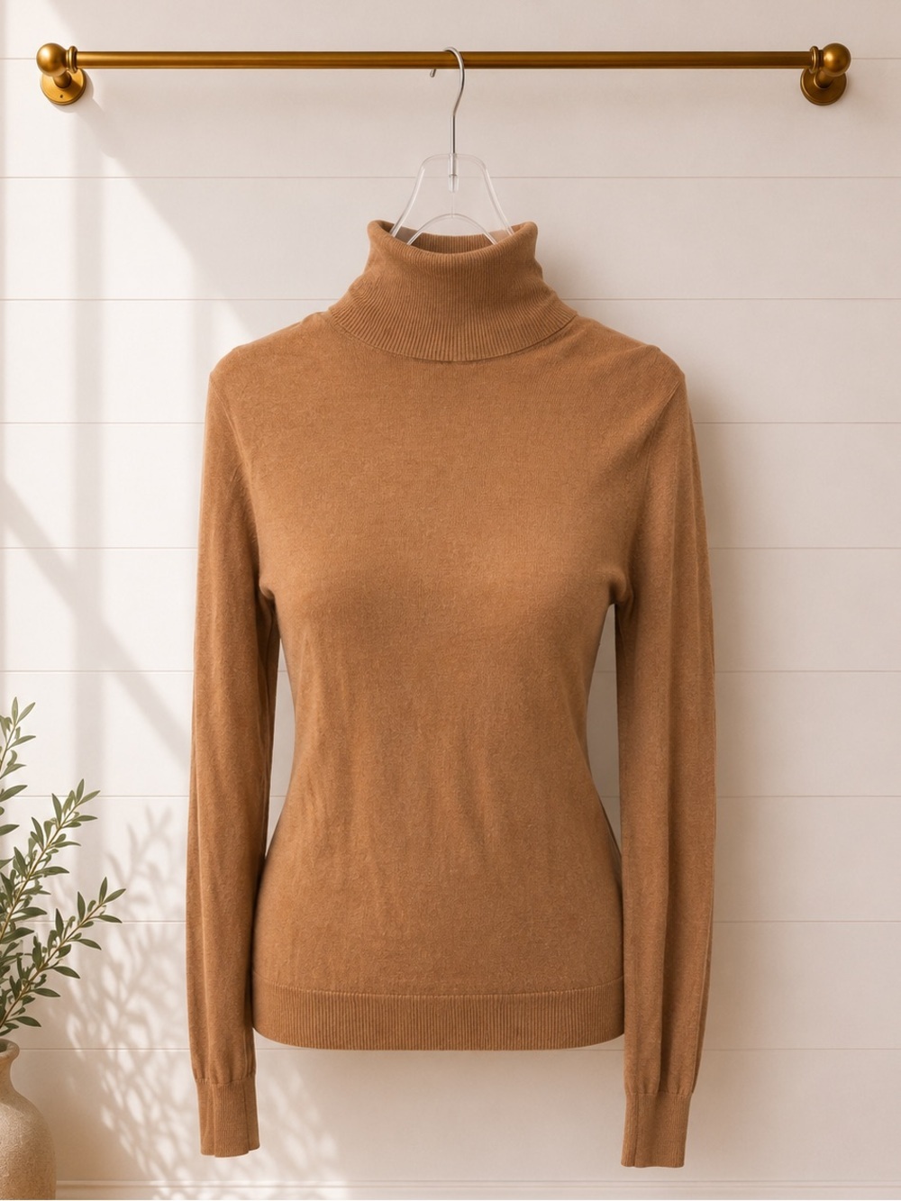 Massimo Dutti Light Brown Turtleneck Sweater